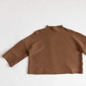 Ribbed Mock-Neck Knit Sweater